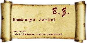 Bamberger Zerind névjegykártya